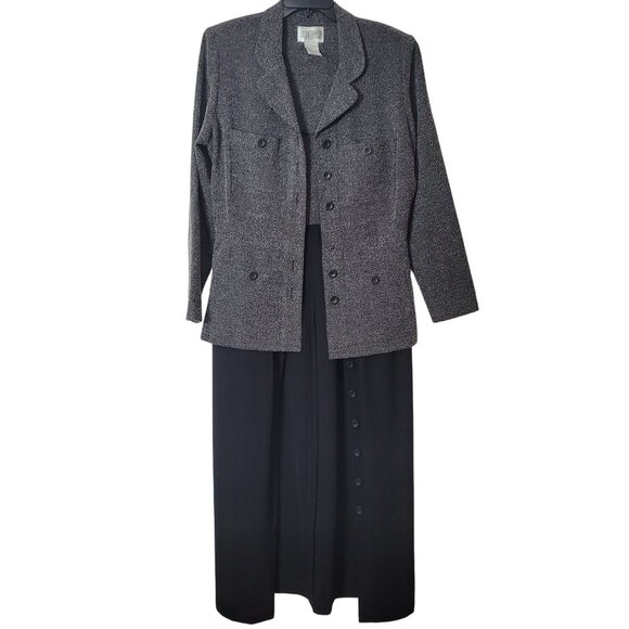 Julian Taylor Womens Two-Piece Suit Dress Size 14 Gray & Black Polyester Blend - Picture 10 of 14